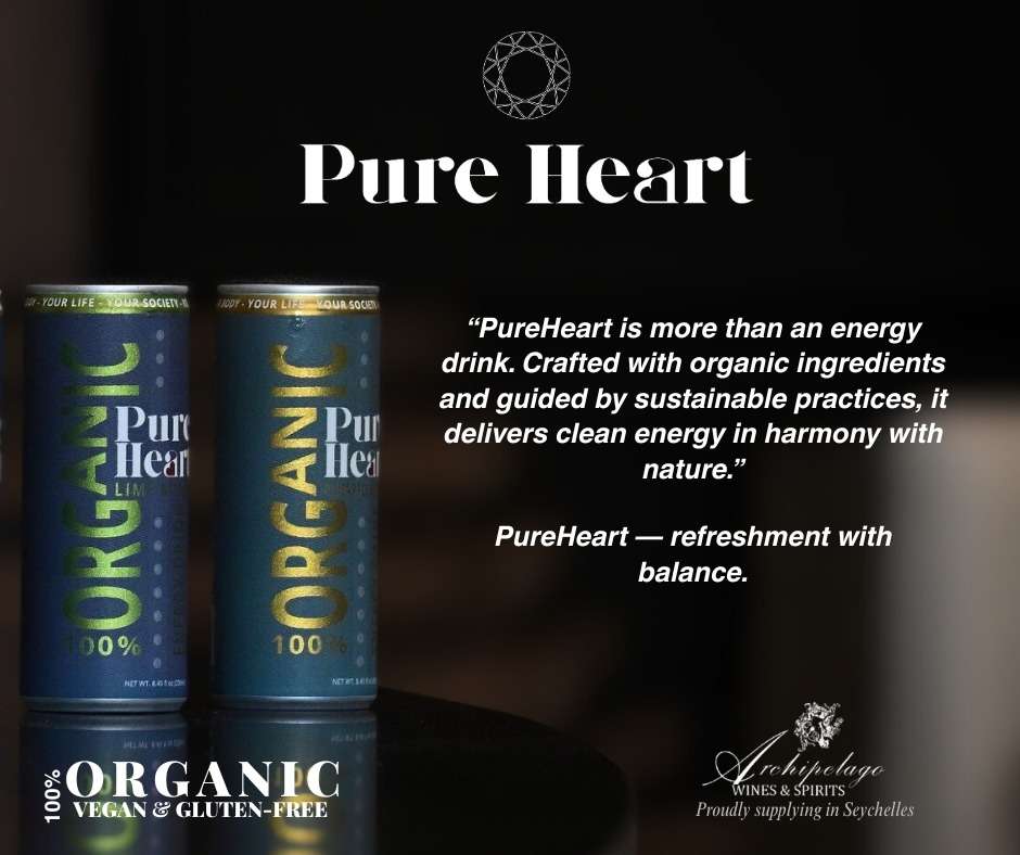 ✨ PureHeart is more than just an energy drink — it’s clean, organic vitality crafted in harmony with nature.🌱 100% Organic | Vegan | Gluten-FreeRefreshment with balance. #pureheartenergy #organicliving #seychelles #archipelagowinesandspirits