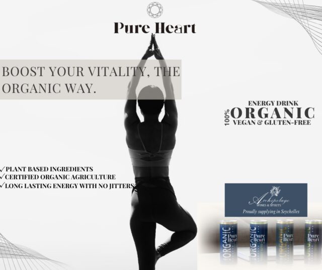Boost your vitality — the organic way with PureHeart Energy Drink. 🌿100% organic, vegan, and gluten-free. Made with plant-based ingredients for long-lasting energy and no jitters.Proudly distributed in Seychelles by Archipelago Wines & Spirits.#pureheartenergy #organicenergydrink #archipelagowinesandspirits
