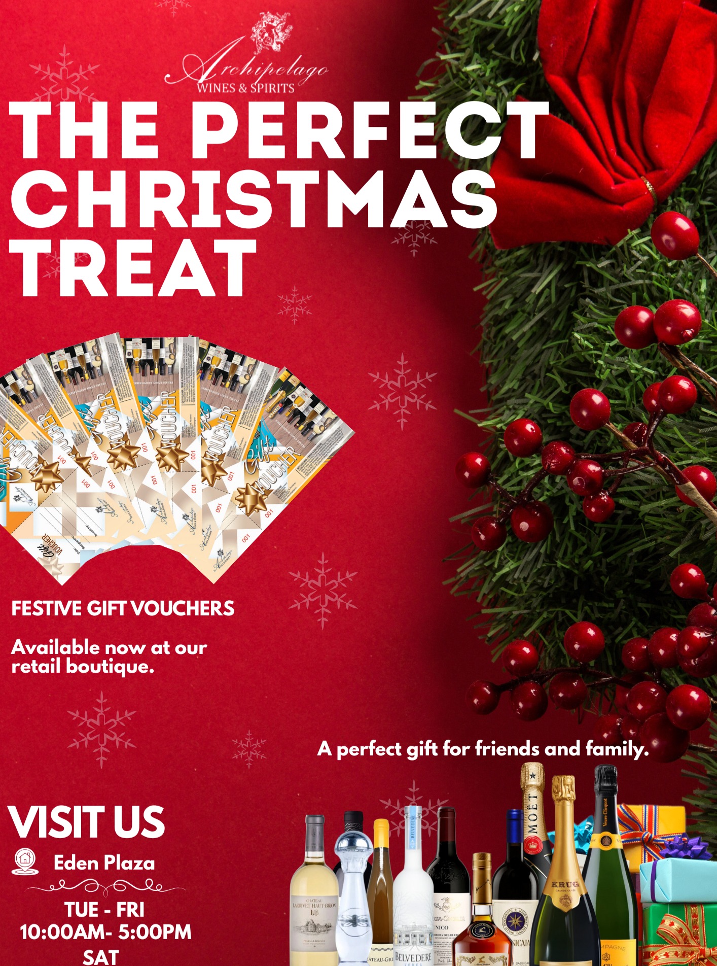 Looking for the perfect Christmas gift? 🎁Surprise someone special with our Festive Gift Vouchers — now available at our retail outlet at Eden Plaza. Visit us and spread a little festive cheer!