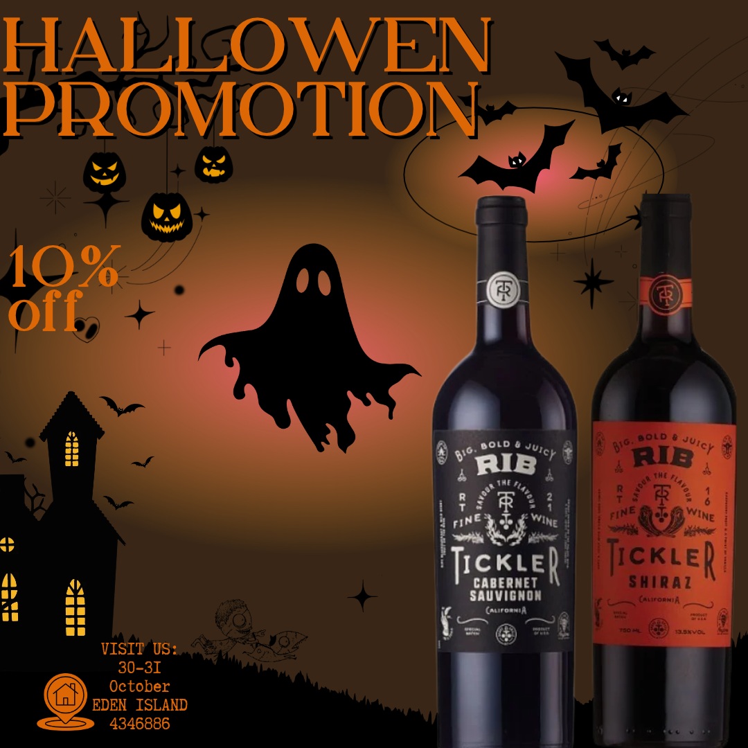 🎃🍷 Our Halloween Treat Starts Today!No tricks, just treats this Halloween! 👻Enjoy 10% OFF Rib Tickler wines today and tomorrow, and add a little extra excitement to your Halloween celebrations!📅 30–31 October📍 Archipelago Wines & Spirits, Eden Island📞 4346886Don't miss out on this spooktacular offer! 🦇